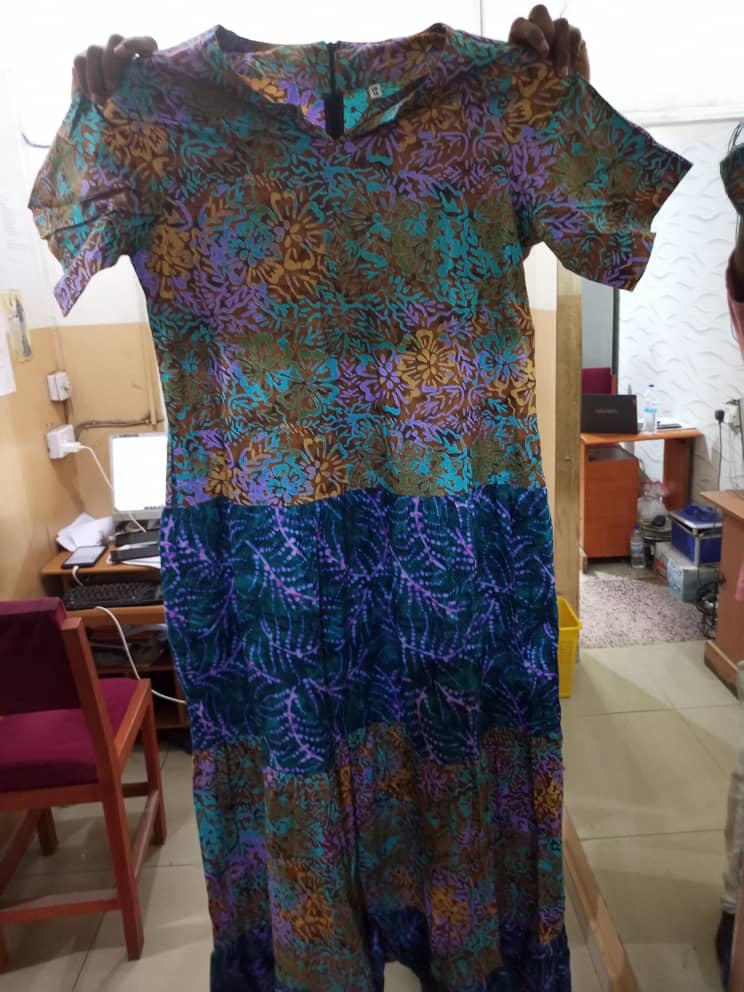 Ankara Long Gown With V-neck